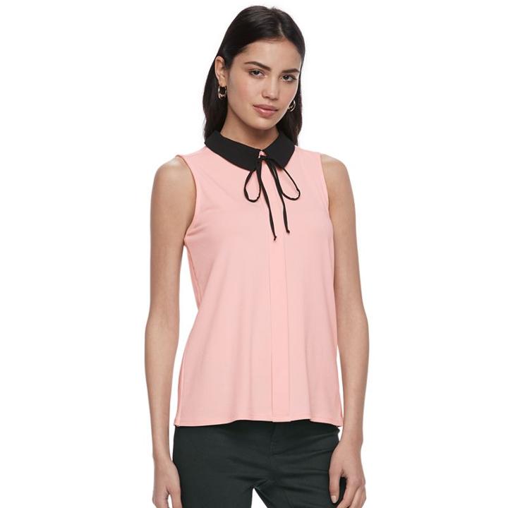 Women's Elle&trade; Sleeveless Tie Neck Top, Size: Large, Lt Orange