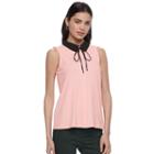 Women's Elle&trade; Sleeveless Tie Neck Top, Size: Large, Lt Orange