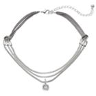 Simulated Crystal Pendant Multi Strand Choker Necklace, Women's, Grey