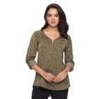 Women's Apt. 9&reg; Zipper Accent Satin Top, Size: Large, Green