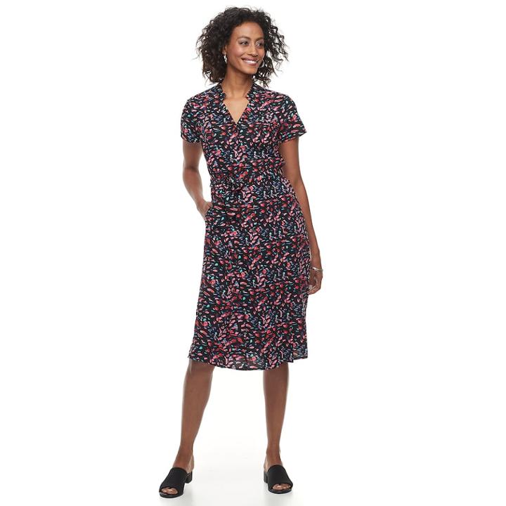 Women's Dana Buchman Notch Collar Dress, Size: Xs, Brt Orange