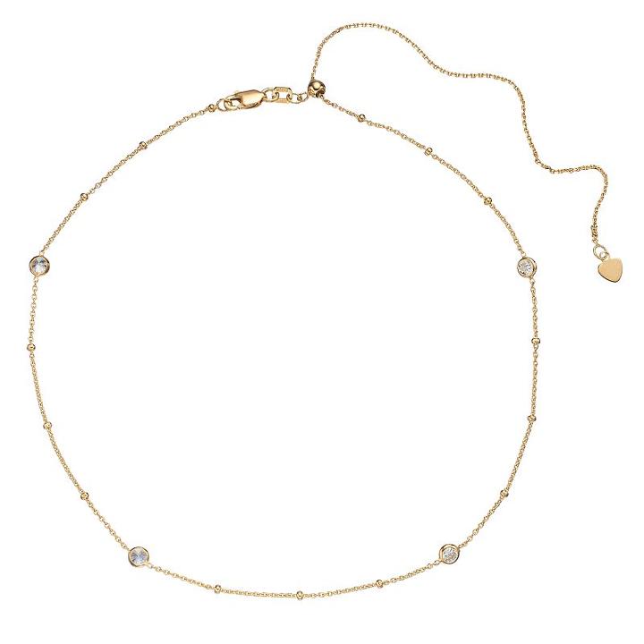 14k Gold Cubic Zirconia Station Choker Necklace, Women's, Size: 16, Yellow