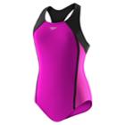 Girls 7-16 Speedo Colorblocked Mesh Splice One-piece Swimsuit, Size: 7, Brt Purple