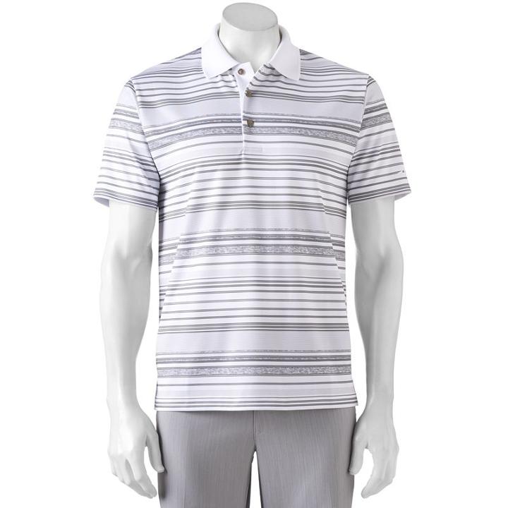 Big & Tall Grand Slam Classic-fit Striped Airflow Golf Polo, Men's, Size: Xxl Tall, White