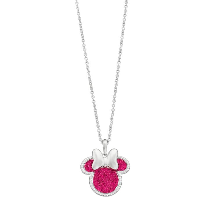 Disney's Minnie Mouse Pendant Necklace, Size: 18, Pink