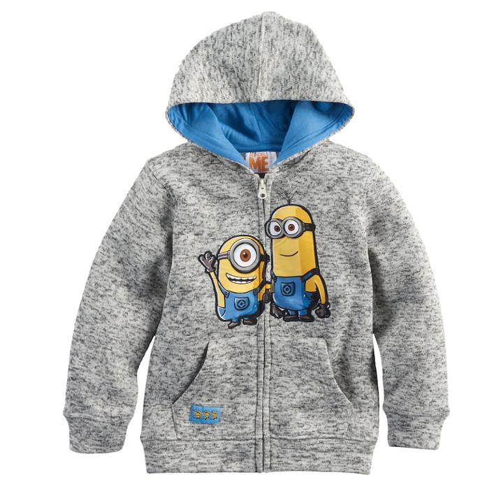 Boys 4-7 Despicable Me Minions Marled Zip Hoodie, Size: L 7, Dark Brown
