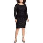 Plus Size Chaps Sequin Lace Sheath Dress, Women's, Size: 14 W, Black