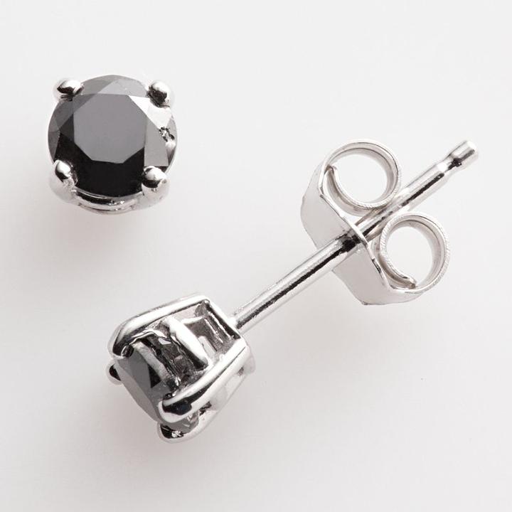 Sterling Silver 1/2-ct. T.w. Black Round-cut Diamond Stud Earrings, Women's