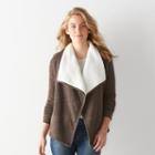 Women's Sonoma Goods For Life&trade; Sherpa French Terry Cardigan, Size: Xs, Dark Brown