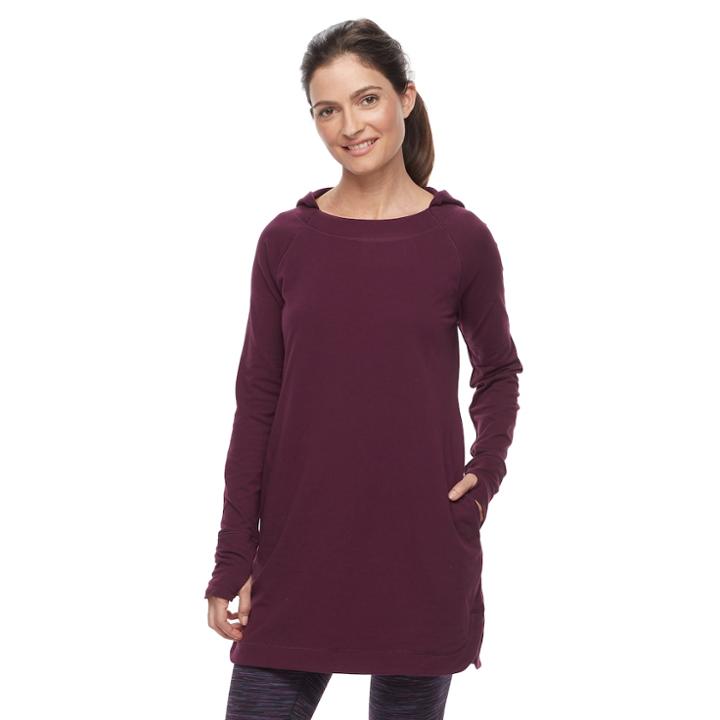 Petite Tek Gear&reg; Crewneck Tunic Hoodie, Women's, Size: S Petite, Drk Purple