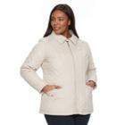Plus Size Weathercast Zip-front Quilted Jacket, Women's, Size: 2xl, Beig/green (beig/khaki)