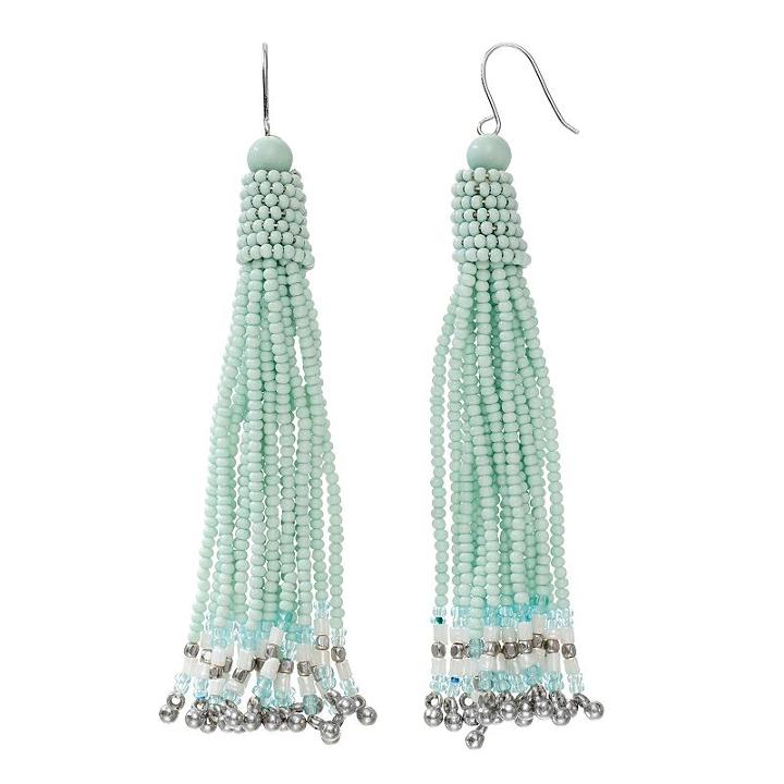 Mudd&reg; Seed Bead Tassel Nickel Free Drop Earrings, Women's, Turq/aqua