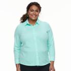 Plus Size Croft & Barrow&reg; Solid Button-down Shirt, Women's, Size: 3xl, Light Blue