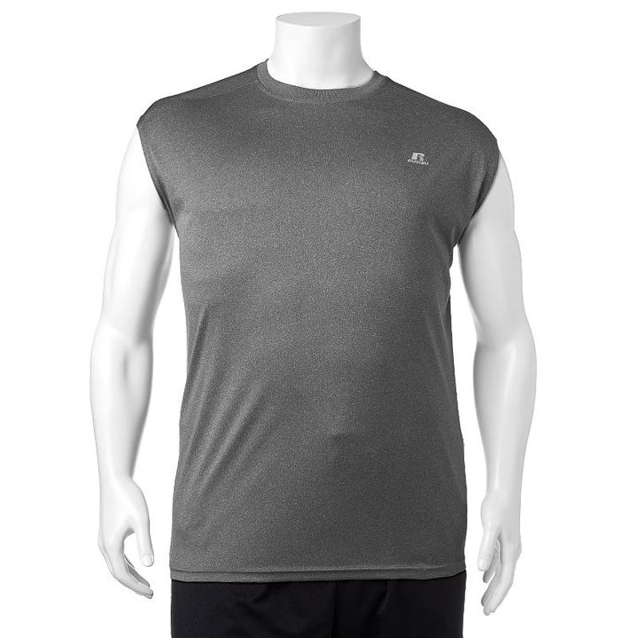 Big & Tall Russell Heathered Dri-power Performance Muscle Tee, Men's, Size: 4xlt, Dark Grey