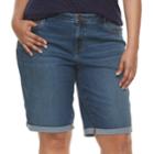 Plus Size Apt. 9&reg; Cuffed Denim Bermuda Shorts, Women's, Size: 22 W, Med Blue