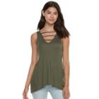 Juniors' Mudd&reg; Shark-bite Ladder Tunic Tank, Girl's, Size: Small, Dark Green