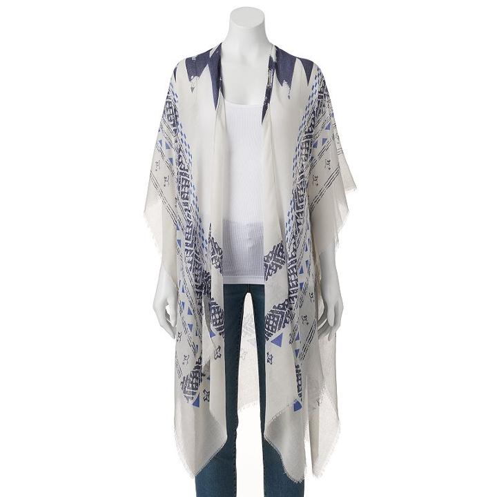 Sonoma Goods For Life&trade; Geometric Frayed Ruana, Women's, Light Blue