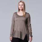 Plus Size Simply Vera Vera Wang Embellished Neckline Sweater, Women's, Size: 3xl, Lt Brown