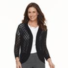 Petite Napa Valley Open-stitch Crochet Cardigan, Women's, Size: L Petite, Black