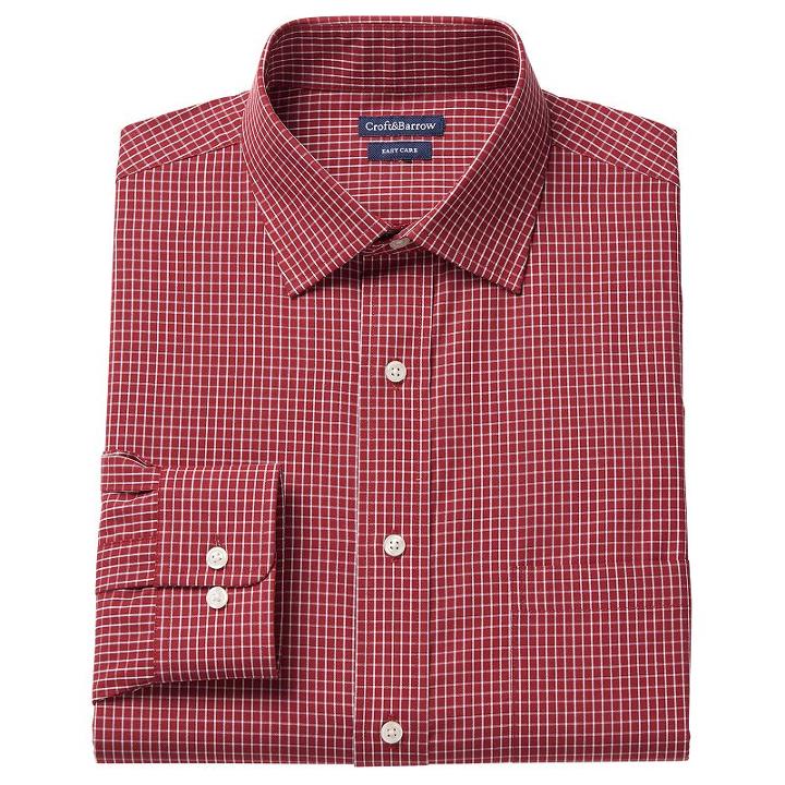 Croft & Barrow, Men's &reg; Classic-fit Easy Care Solid Spread-collar Dress Shirt, Size: 18 36/37, Red