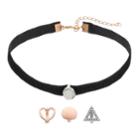 Mudd&reg; Heart & Triangle Charm Choker Necklace Set, Women's, Black