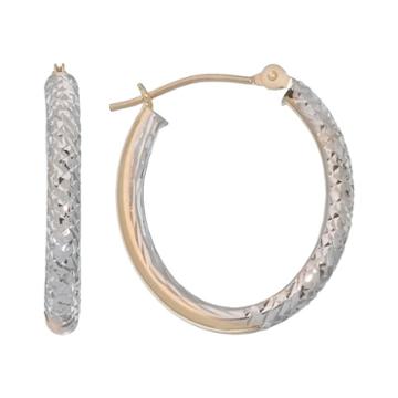 New York Gold Designs 14k Gold Two Tone Oval Hoop Earrings, Women's, Yellow