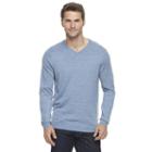 Men's Apt. 9&reg; Modern-fit 12gg Merino V-neck Sweater, Size: Medium, Med Blue