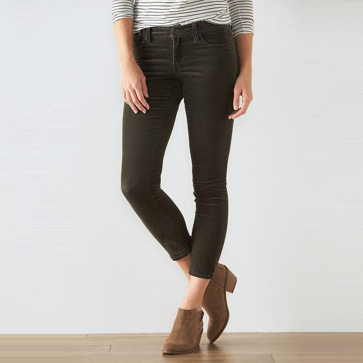 Women's Sonoma Goods For Life&trade; Corduroy Skinny Pants, Size: 12 T/l, Green