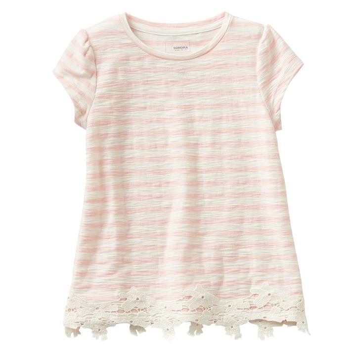 Girls 4-8 Sonoma Goods For Life&trade; Slubbed Lace Hem Tee, Girl's, Size: 5, Brt Pink