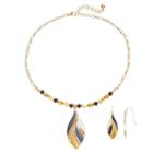 Plus Size Beaded Marquise Necklace & Drop Earring Set, Women's, Brown