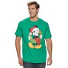 Big & Tall Mickey Mouse Santa Wreath Holiday Tee, Men's, Size: 2xb, Green