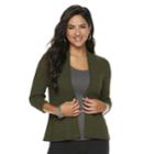 Women's Apt. 9&reg; Ribbed Peplum Cardigan, Size: Medium, Dark Green