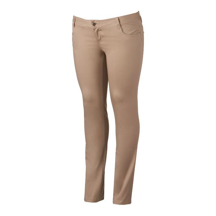 Juniors' Plus Size Lee Uniforms Skinny Pants, Girl's, Size: 18 W, Beig/green (beig/khaki)