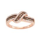 14k Rose Gold Over Silver 1/2 Carat T.w. Brown & White Diamond Ring, Women's, Size: 7