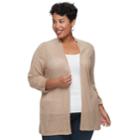 Plus Size Croft & Barrow&reg; Open-stitch Cardigan, Women's, Size: 2xl, Med Beige