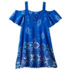 Girls 7-16 My Michelle Flounce Top Pom-pom Trim Dress, Girl's, Size: 12, Blue Other