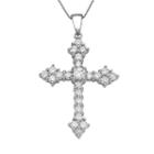 Diamonluxe Sterling Silver 2-ct. T.w. Simulated Diamond Cross Pendant, Women's, Size: 7, White
