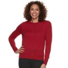Petite Croft & Barrow&reg; Essential Cardigan Sweater, Women's, Size: Xxl Petite, Dark Red
