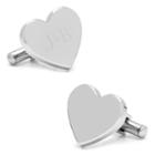 Stainless Steel Heart Engravable Cuff Links, Men's, Silver