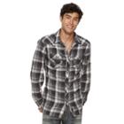 Men's Rock & Republic Roll-sleeve Plaid Flannel Button-down Shirt, Size: Xxl, Dark Grey