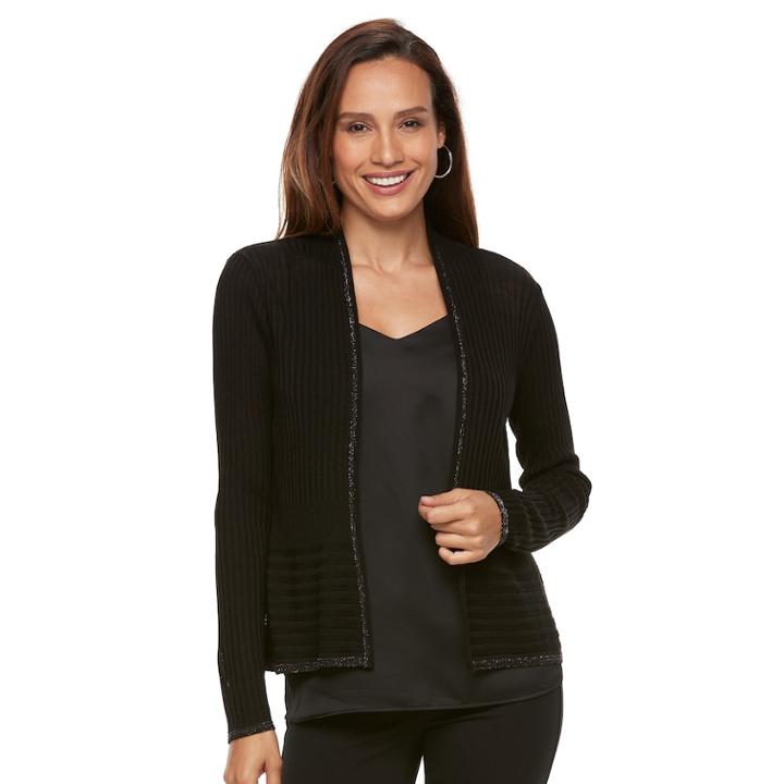 Petite Apt. 9® Peplum Hem Cardigan, Women's, Size: L Petite, Black