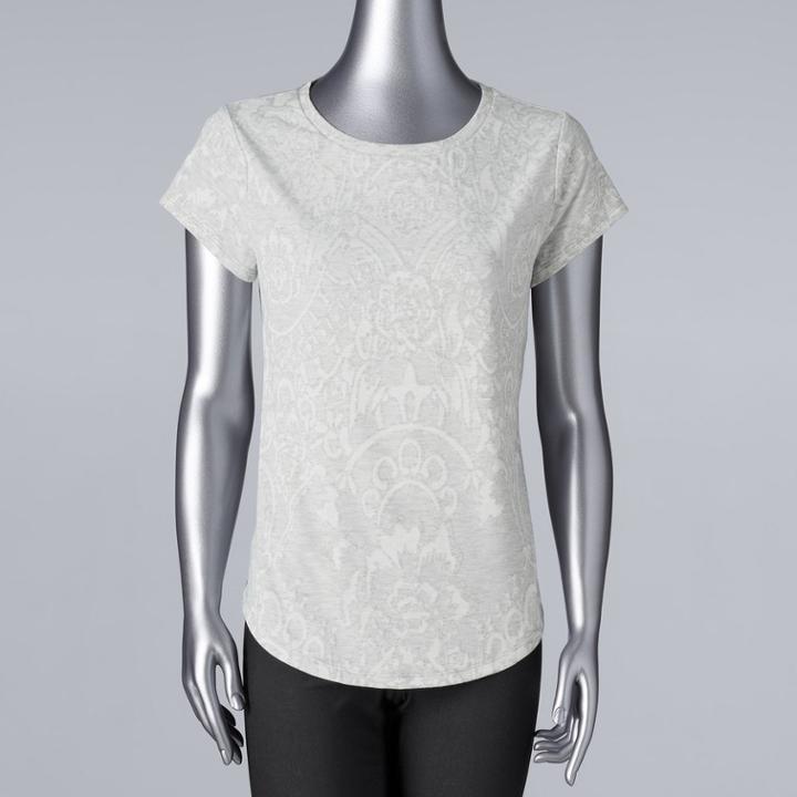 Petite Simply Vera Vera Wang Jacquard Tee, Women's, Size: S Petite, Dark Blue
