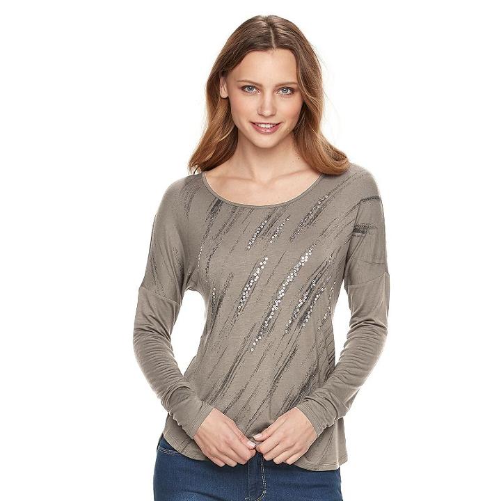 Women's Apt. 9&reg; Abstract Graphic Tee, Size: Large, Dark Grey