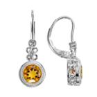 Sterling Silver Citrine And Lab-created White Sapphire Drop Earrings, Women's, Orange