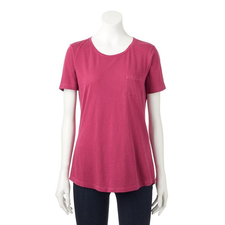 Women's Sonoma Goods For Life&trade; Pocket Tee, Size: Large, Dark Red