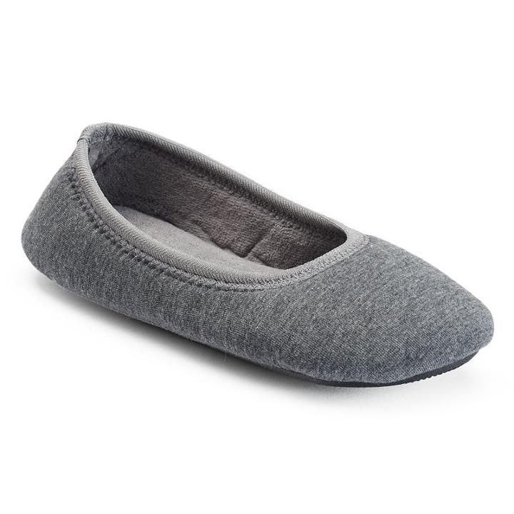 Isotoner Women's Jillian Ballet Slippers, Size: Large, Grey