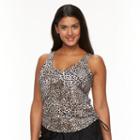 Plus Size Croft & Barrow&reg; Tummy Slimmer & Long Torso Ruched Tankini Top, Women's, Size: 26 W, Dark Grey