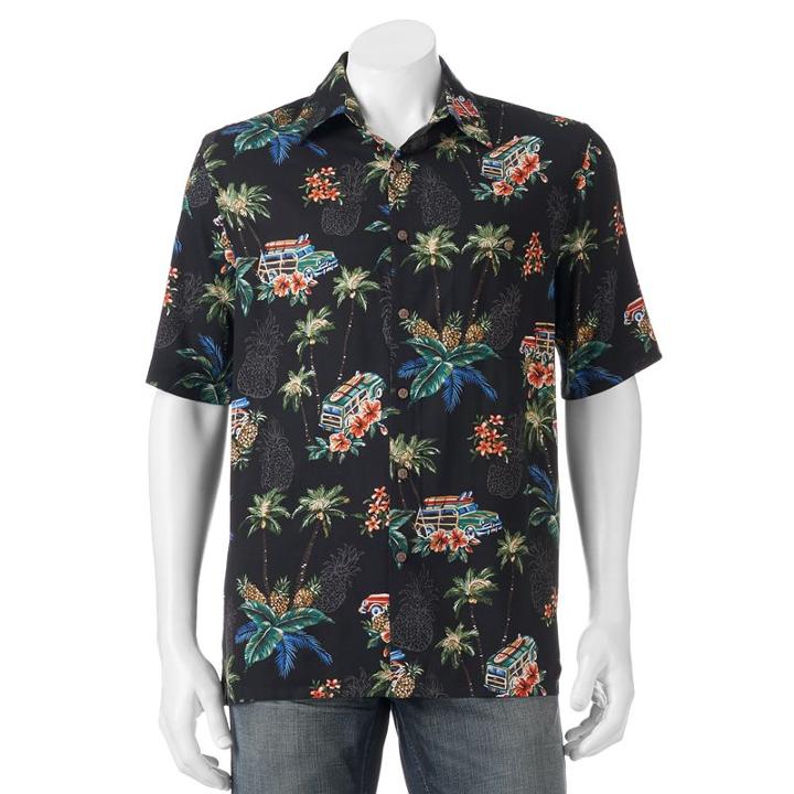 Big & Tall Batik Bay Classic-fit Tropical Button-down Shirt, Men's, Size: Xl Tall, Black