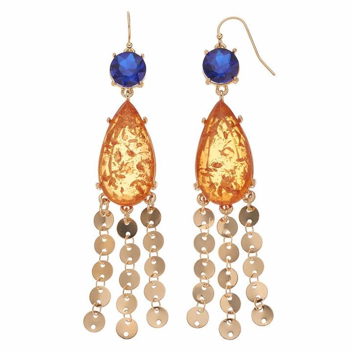 Jennifer Lopez Disc Fringe Chandelier Earrings, Women's, Multicolor