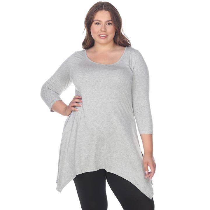 Plus Size White Mark Handkerchief Tunic Top, Women's, Size: 3xl, Grey